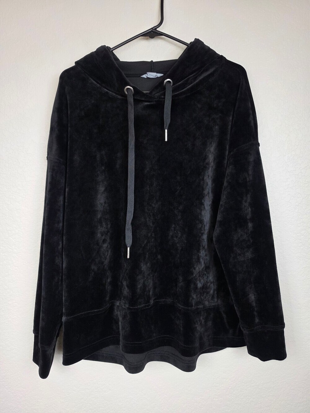 Caslon Black Velour Hoodie Sweatshirt Medium